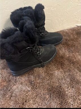 Women's Black Faux Fur Winter Ankle Boots